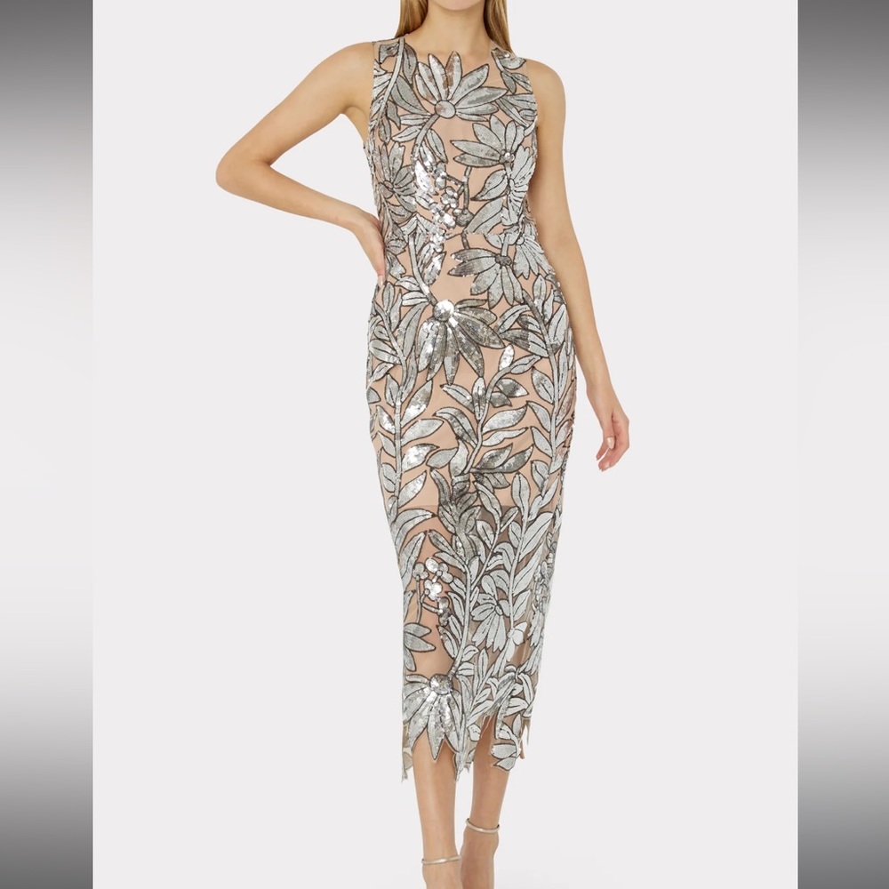 Milly Kinsley Sequin Lace Midi Dress